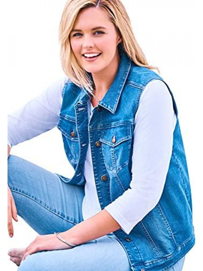 Within Women's Plus Size Stretch Denim Vest 