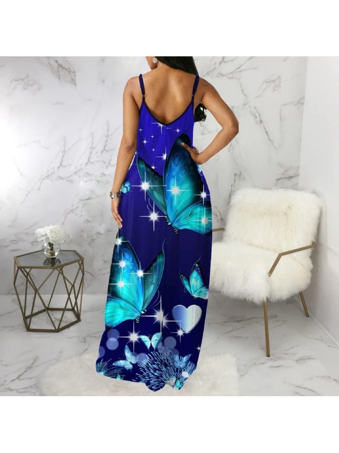 Women's Casual Sundresses Sexy Summer Maxi Dresses Floor Length Sleeveless Colorful Long Dresses Plus Size 