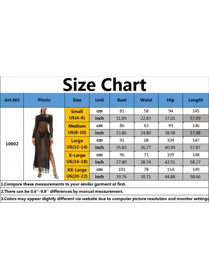 Sexy Long Sleeve Swimsuit Cover Up Summer Casual See Through Sheer Long Maxi Dresses Plus Size Swimwear 