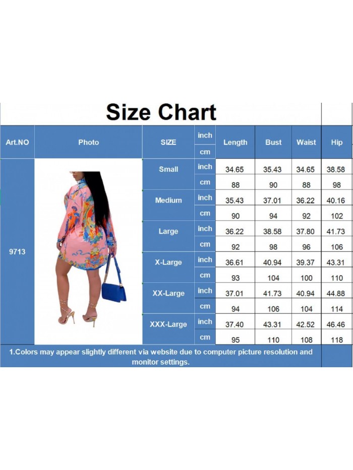 Dresses for Women Button Down Colorful Blouses Long Sleeve Floral Print Tops Loose Collar Sexy T-Shirts 