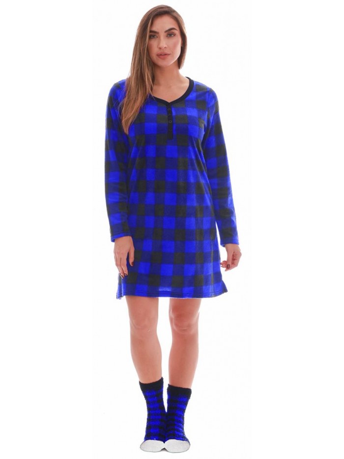 Love Women’s Ultra-Soft Sleep Shirt Nightgown with Matching Fuzzy Socks 