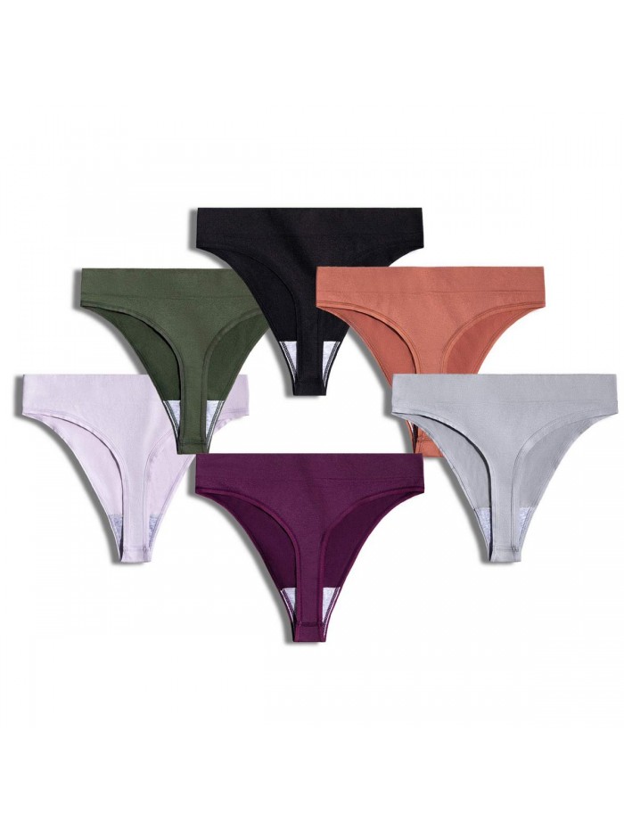 Women's Breathable Seamless Thong Panties No Show Underwear Pack 