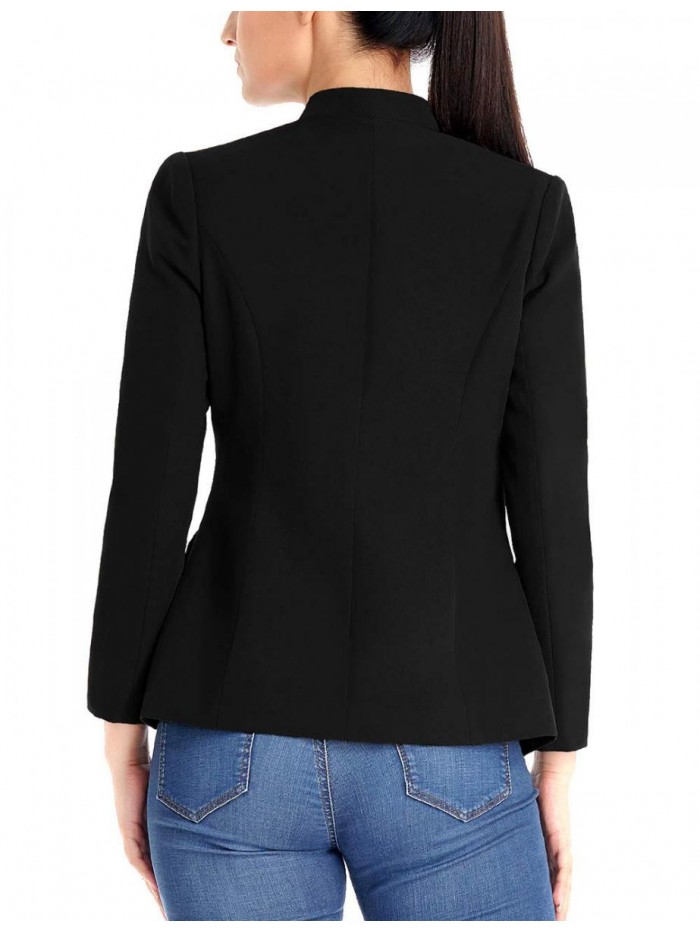 Women's Open Front Long Sleeves Work Blazer Casual Buttons Jacket Suit 