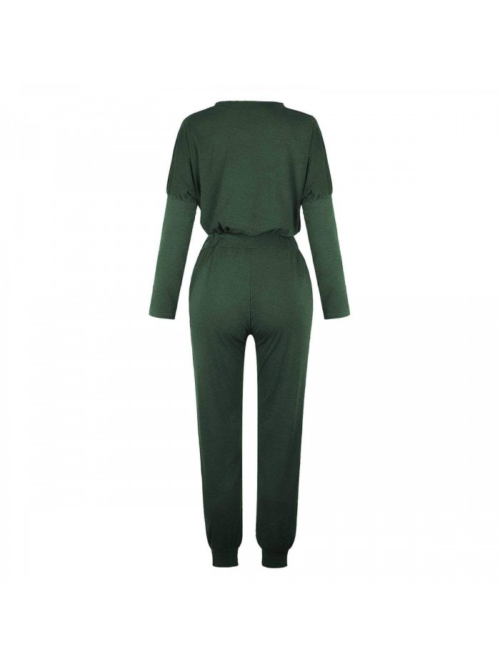 Piece Outfits for Women Long Sleeve Crewneck Solid Pullover Tops and Long Pants Sweatsuits Tracksuits Jogger Lounge Sets 