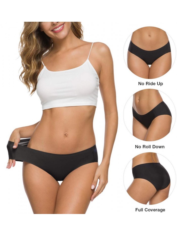 Women’s Seamless Hipster Underwear No Show Panties Soft Stretch Bikini Underwears Multi-Pack 