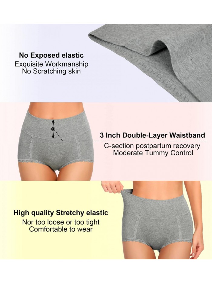 High Waisted Soft Womens Underwear Breathable Panties, Multipack 