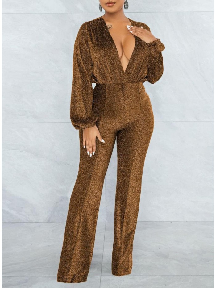 Sexy Jumpsuits Elegant Long Sleeve Straight Long Pants Clubwear Rompers with Belt Floral Print 