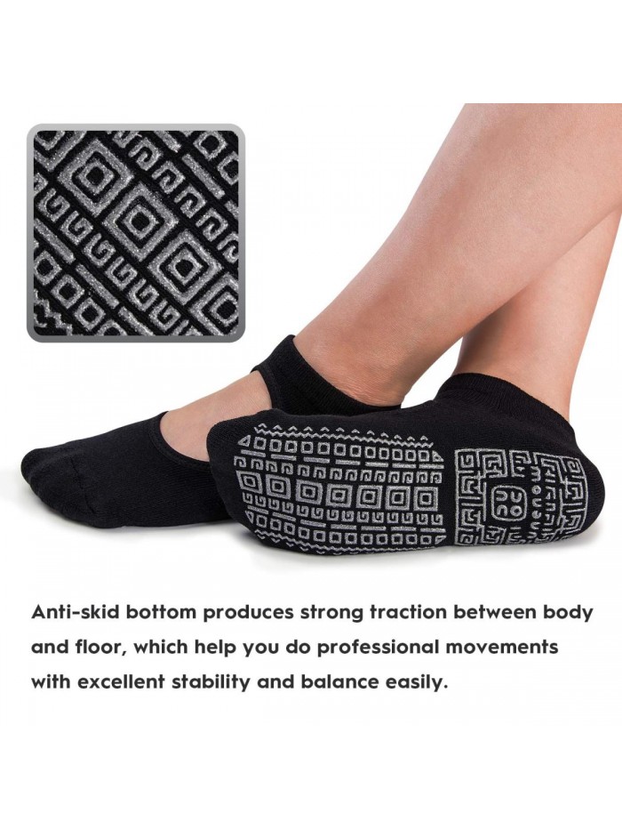 Slip Grip Yoga Socks for Women with Cushion for Pilates, Barre, Home 