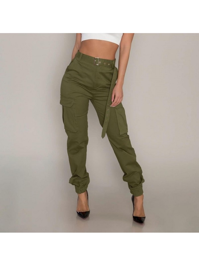 Joggers Women's Relaxed Fit Stretch Cargo Straight Pant Casual High Waist Military Outdoor Trousers Sweatpants 