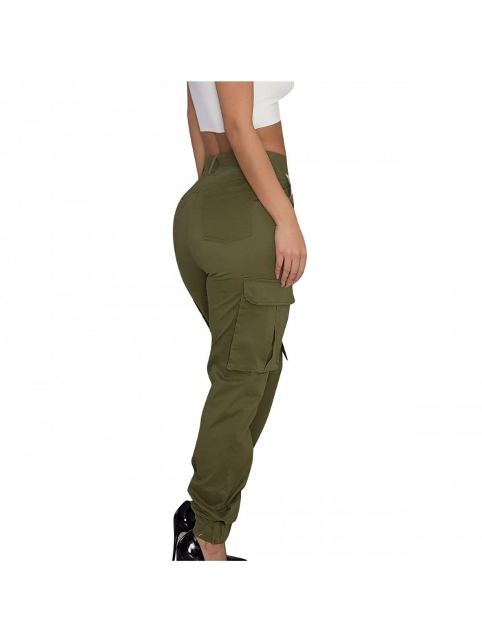 Joggers Women's Relaxed Fit Stretch Cargo Straight Pant Casual High Waist Military Outdoor Trousers Sweatpants 