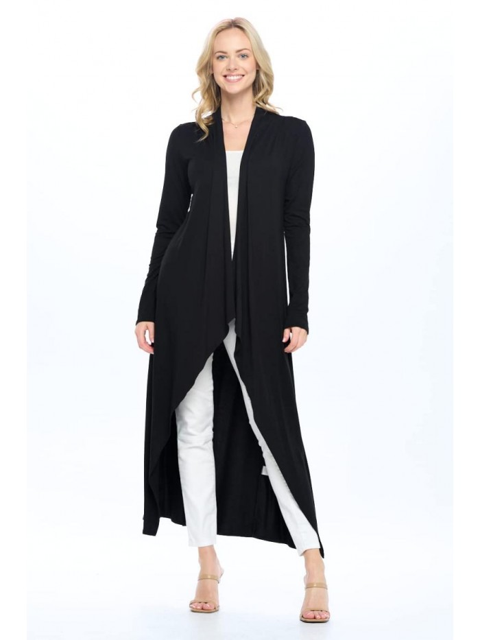 Liev Women's Sweater Cardigan - Casual Open Front Long Sleeve Full Length Flowy Drape Lightweight Maxi Duster 