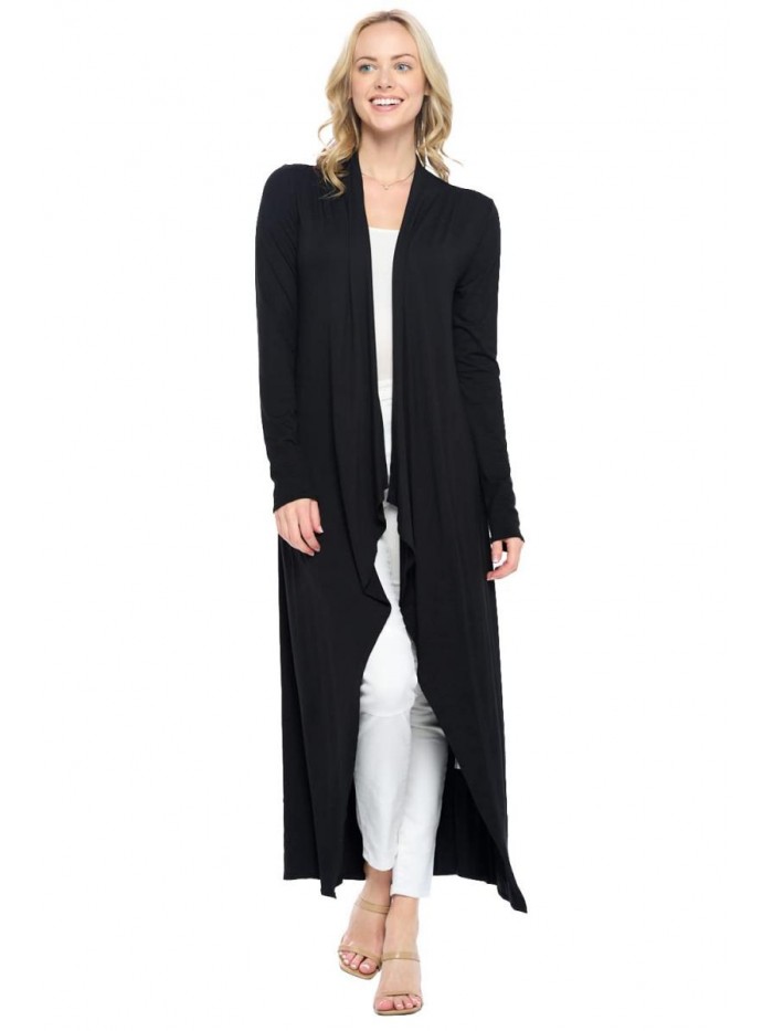 Liev Women's Sweater Cardigan - Casual Open Front Long Sleeve Full Length Flowy Drape Lightweight Maxi Duster 