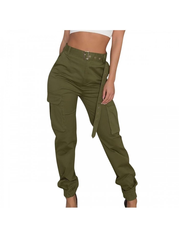 Joggers Women's Relaxed Fit Stretch Cargo Straight Pant Casual High Waist Military Outdoor Trousers Sweatpants 