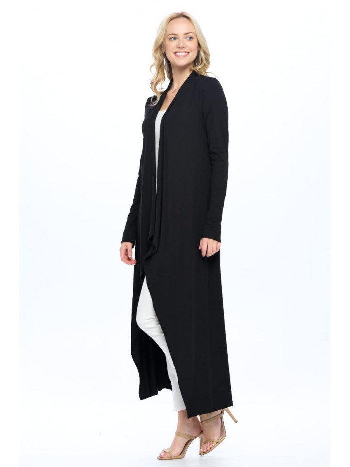 Liev Women's Sweater Cardigan - Casual Open Front Long Sleeve Full Length Flowy Drape Lightweight Maxi Duster 