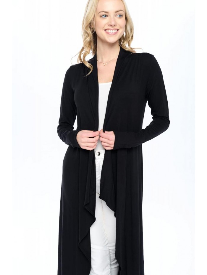 Liev Women's Sweater Cardigan - Casual Open Front Long Sleeve Full Length Flowy Drape Lightweight Maxi Duster 