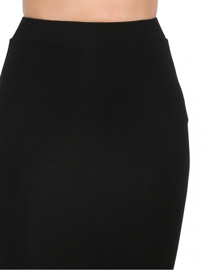 Women's Solid Basic Below Knee Stretchy Pencil Skirt 