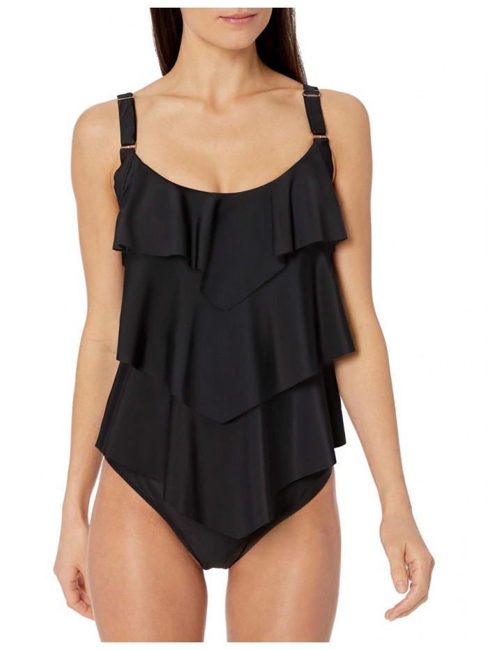 Sexy Women's Wirefree Tiered Tankini With Added Length  