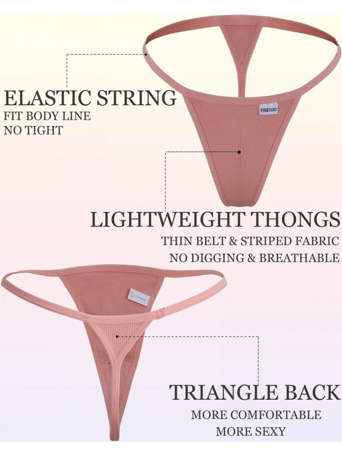 10 Pack G-String Thongs for Women Cotton Panties Stretch T-back Tangas Low Rise Hipster Underwear Sexy S-XL 