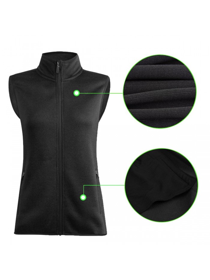 Zip Up Womens Vest with Zipper Pockets Athletic Sweater Fleece Vest Sleeveless Sweater Jacket 