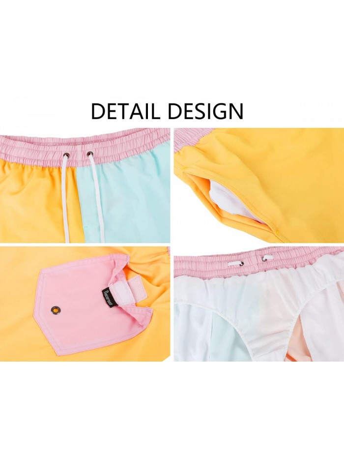 Women's Board Shorts Quick Dry Summer Sports Drawstring Beach Trunks Built-in Liner with Pockets 