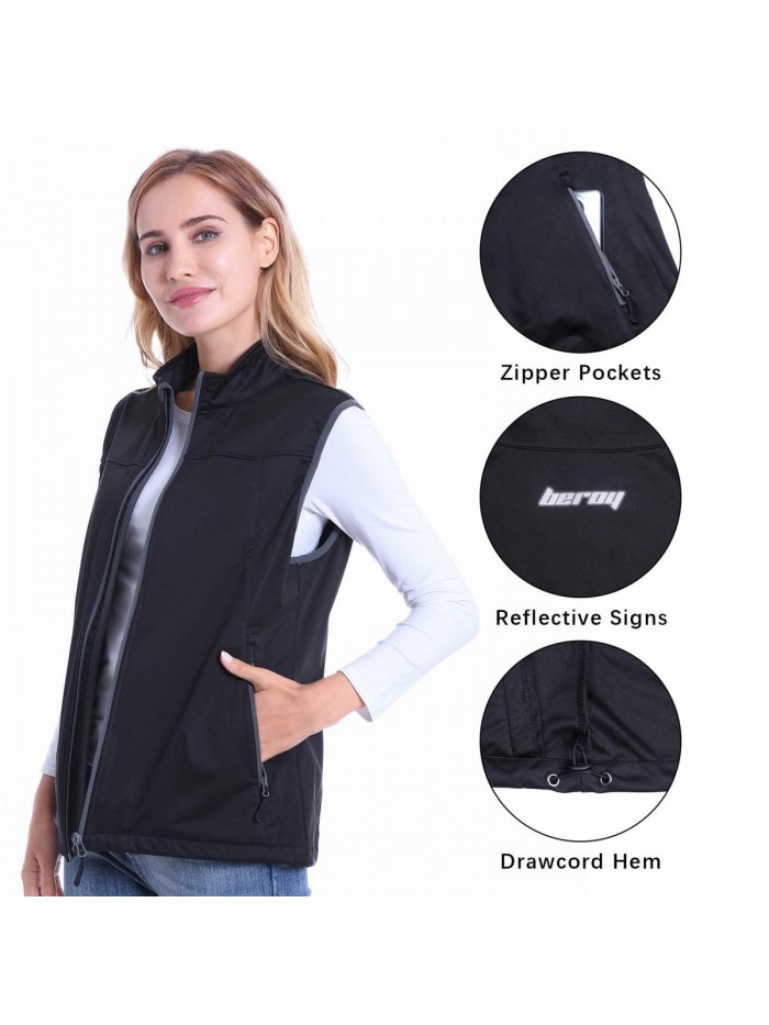 Golf Vest Lightweight Sports Stand Collar Windproof Softshell Sleeveless Vest with Pockets for Running Hiking 