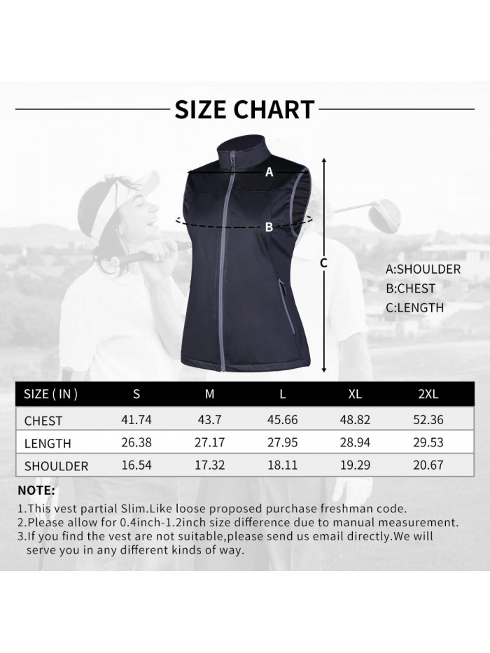 Golf Vest Lightweight Sports Stand Collar Windproof Softshell Sleeveless Vest with Pockets for Running Hiking 