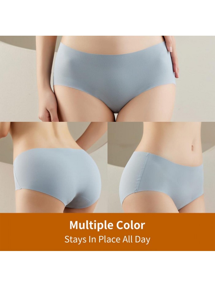 6 Pack Seamless Underwear for Women, Soft Women’s Panties with 6 Colors Packed, Full Back Coverage Briefs for Ladies 