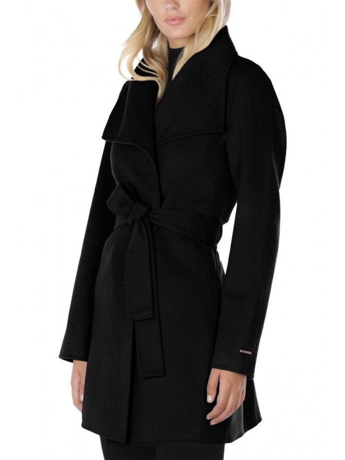 Women's Wool Wrap Coat with Tie Belt 