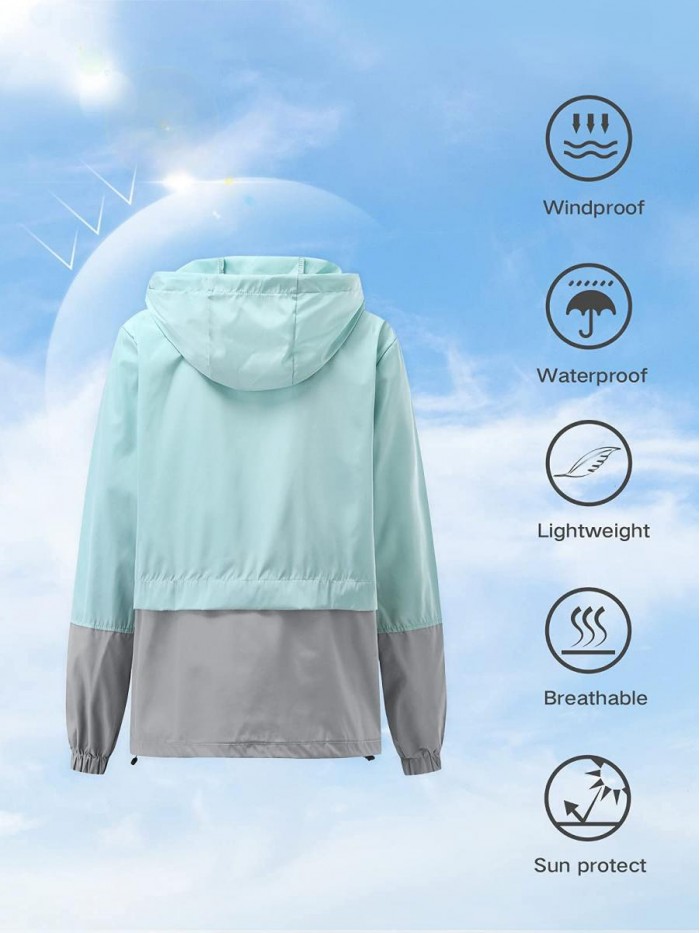 Star Plus Size Rain Jackets for Women Waterproof Windbreaker Lightweight Rain Coats with Hood Packable 