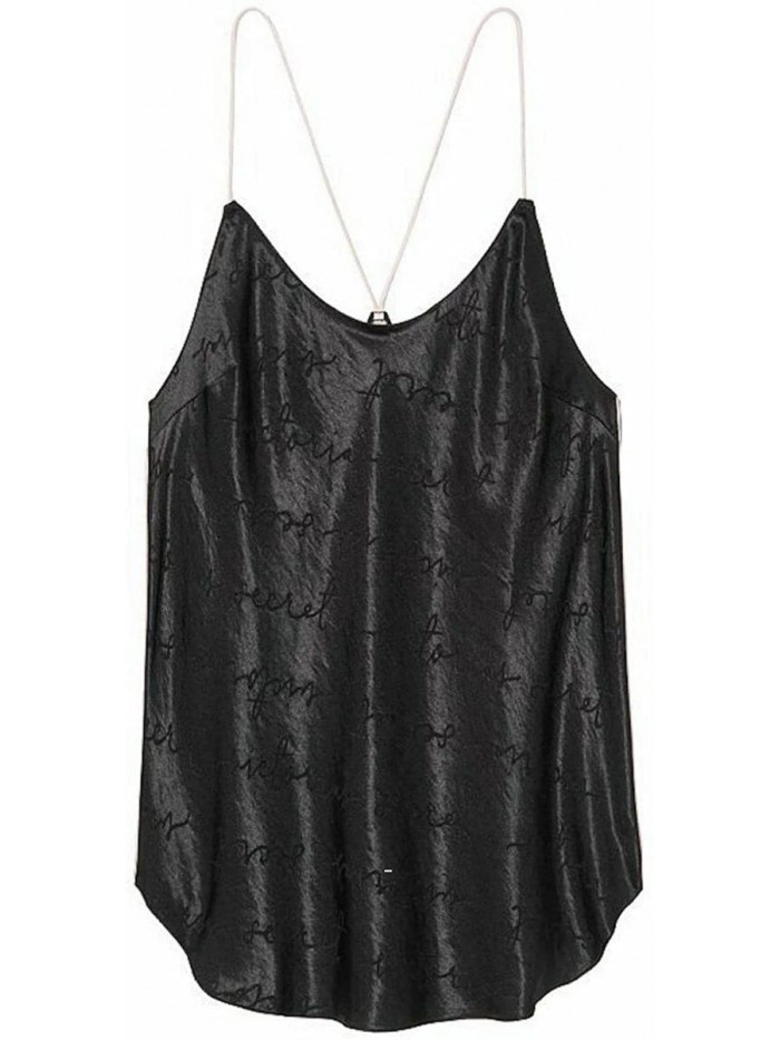 Secret Satin Racerback Cami Pajama Top Color Black Size 