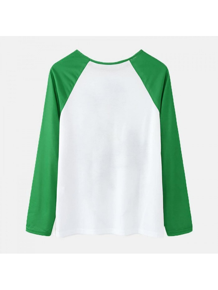 Patrick's Raglan Long Sleeve Tops for Women Casual Crewneck Holiday Print Shirts Loose Fit Cute Teen Girls Sweatshirts 