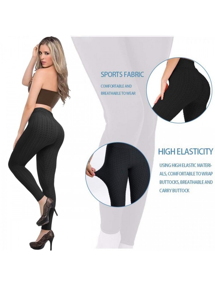 Butt Lifting Anti Cellulite Leggings for Women High Waisted Yoga Pants Workout Tummy Control Sport Tights 