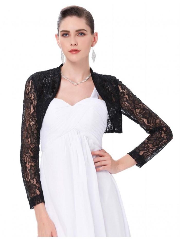 Poque Women's Long Sleeve Floral Lace Shrug Bolero Cardigan JS49 