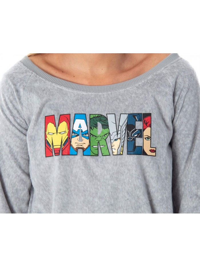 Comics Women's Avengers Heroes Fleecy Soft Long Sleeve Pullover Pajama Sleep Shirt Top 