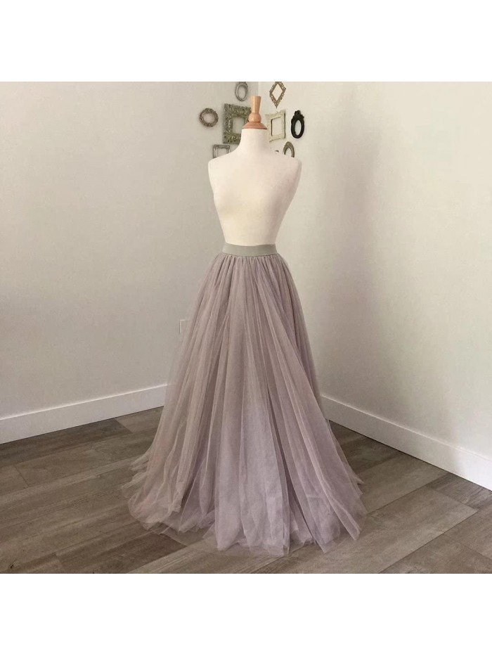 Beach Wedding Party Evening Dress Long Maxi Puffy Tulle Skirt Floor Length A Line High Waist 45'' 