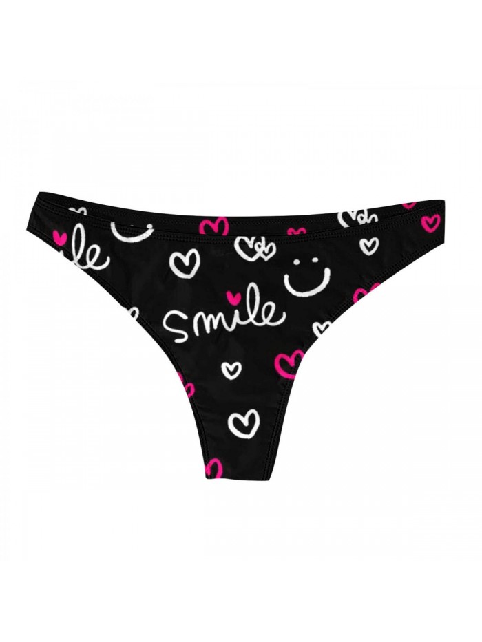 Thongs for Valentine's Day Wedding Date Night Love Print Plus Size Mid Rise Panty Underwear 