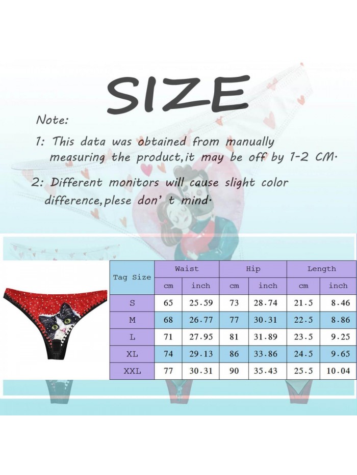 Thongs for Valentine's Day Wedding Date Night Love Print Plus Size Mid Rise Panty Underwear 