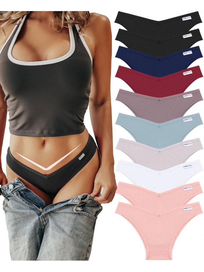 10 Pack Womens Cotton Underwear Sexy Stretch Bikini Panties Low Rise Hipster Ladies Soft V-Waist Cheeky S-XL 