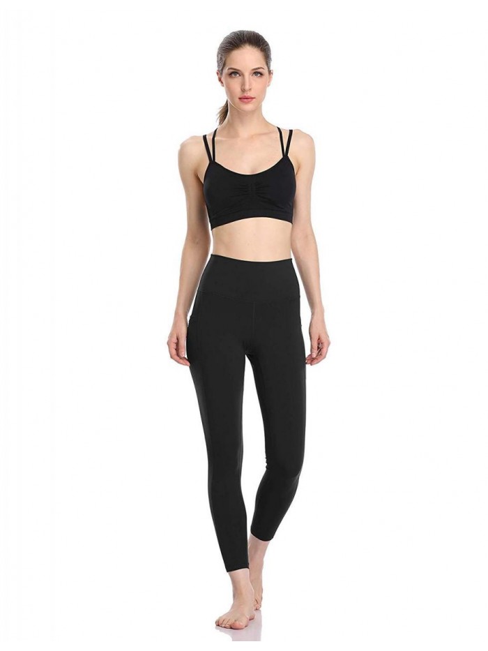 Women's High Waisted Yoga Pants 7/8 Length Leggings with Pockets 