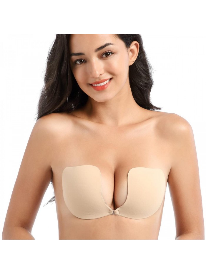 Adhesive Bra Strapless Sticky Invisible Push up Wing-Shape Silicone Bra for Backless Dress with Nipple Covers 