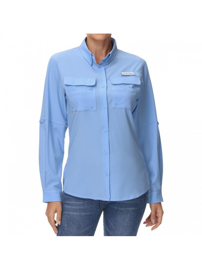 Women's UPF 50 Long Sleeve Fishing Hiking Button Down Shirt Performance Quick Dry FS21W 