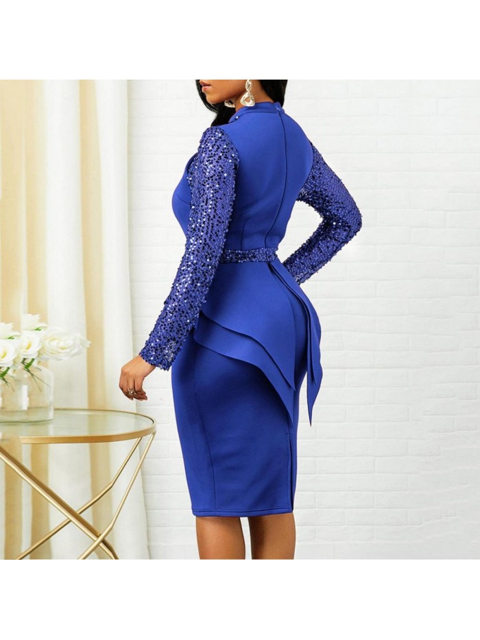 Professional Dresses for Women for Work Women's Bodycon Pencil Dress Slim Wrap Office Work Dresses Cocktail Sheath 