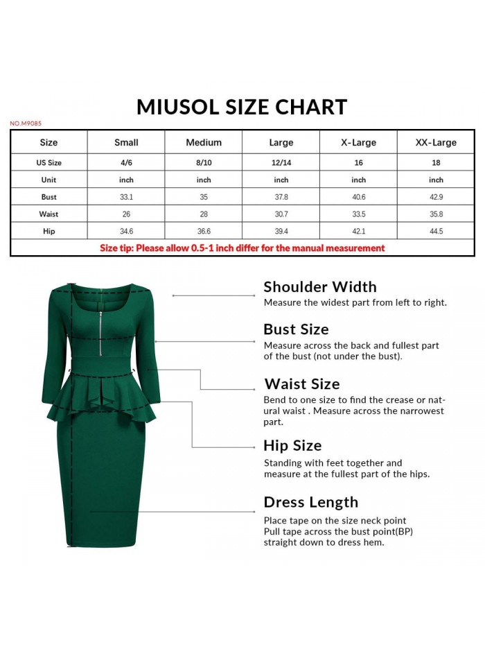 Women's Retro Square Neck Ruffle Style Slim Business Pencil Dress 