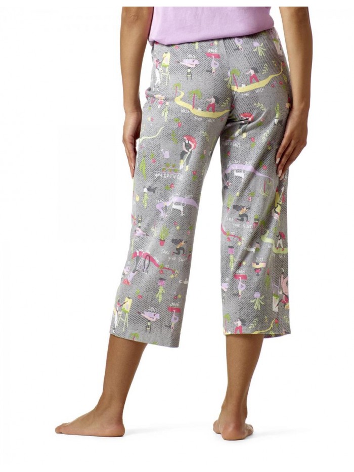 womens Printed Knit Capri Pajama Sleep Pant 