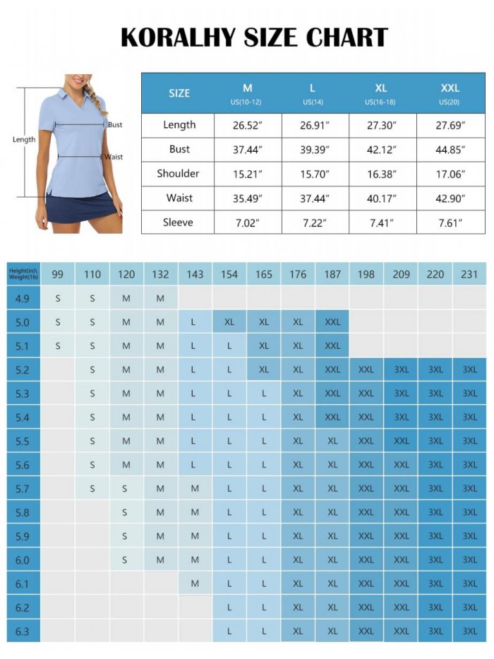 Golf Shirt Polo V-Neck Sports Tops for Women UPF 50+ Moisture Wicking Quick Dry Sun Protection 