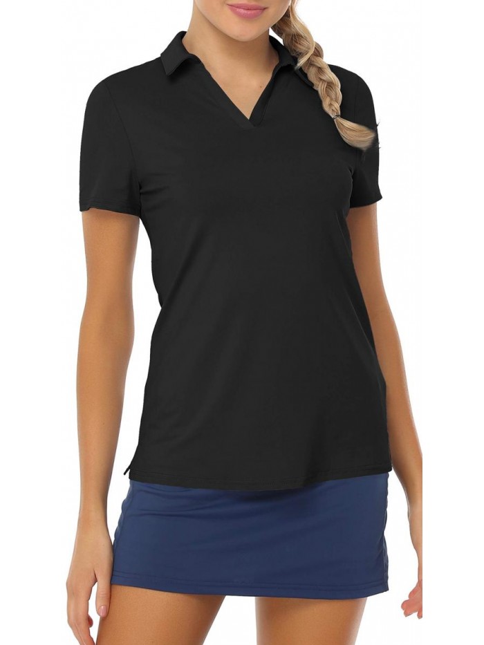 Golf Shirt Polo V-Neck Sports Tops for Women UPF 50+ Moisture Wicking Quick Dry Sun Protection 