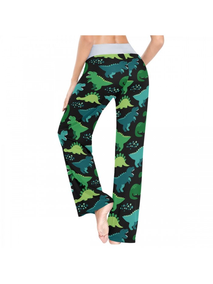 Dinosaurs Pajama Pants for Women Pjs Bottoms Drawstring Wide Leg Jogger Lounge Yoga Sweat Pants Sleepwear 