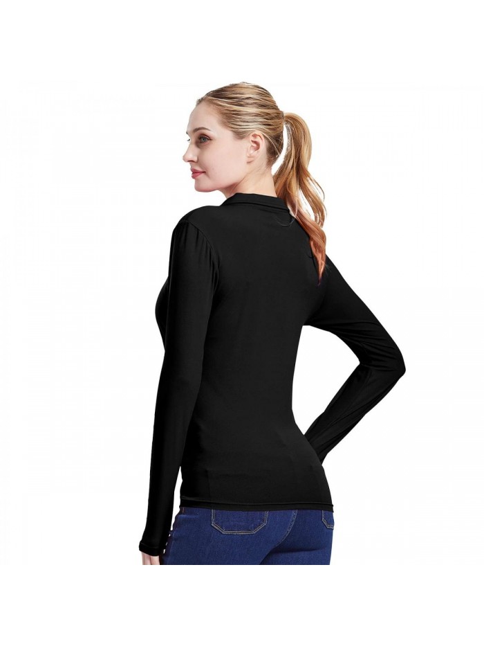 Polo Shirt for Women Long Sleeve Golf Top Moisture Wicking Collared V Neck Casual T Shirt 