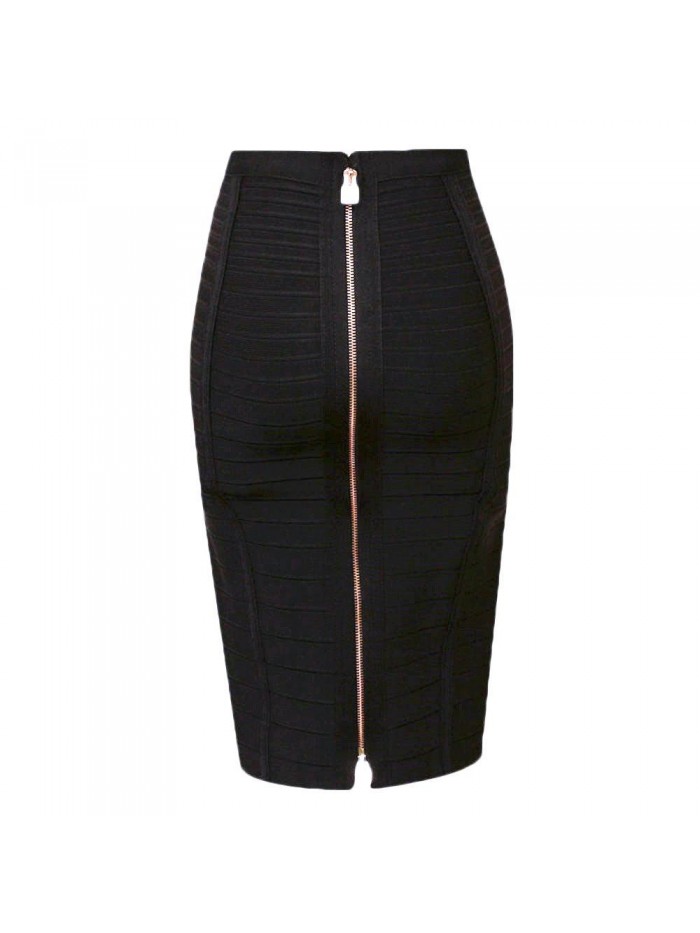 Women's High Waist Elastic Rayon Bandage Pencil Skirt 