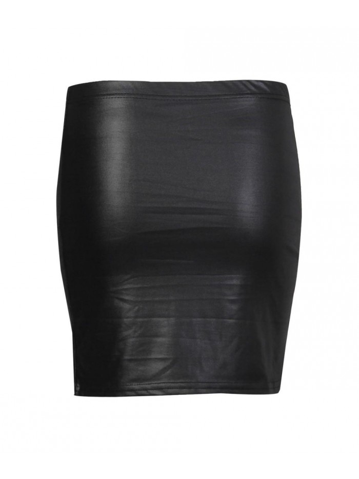 Fashion Womens Celebrity Inspired High Waisted Wetlook Bodycon Pencil Skirt 